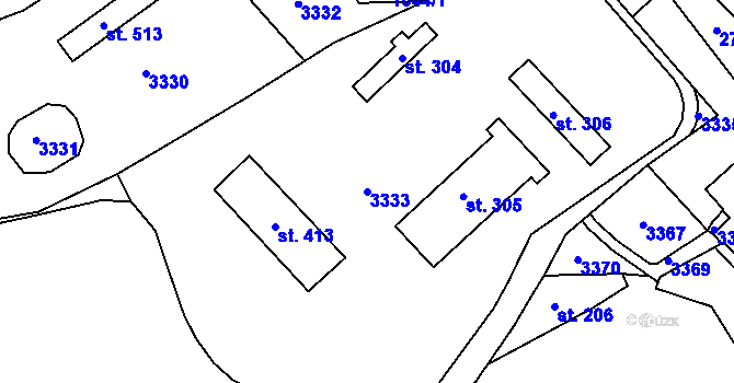 Parcela st. 3333 v KÚ Hejtmánkovice, Katastrální mapa