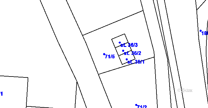 Parcela st. 71/5 v KÚ Hejtmánkovice, Katastrální mapa