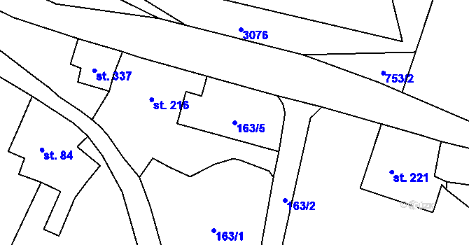 Parcela st. 163/5 v KÚ Hejtmánkovice, Katastrální mapa