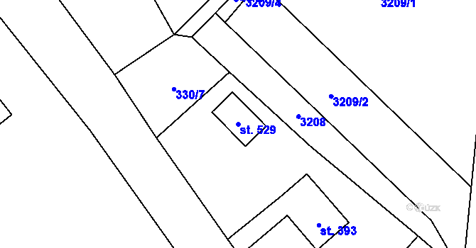 Parcela st. 529 v KÚ Hejtmánkovice, Katastrální mapa