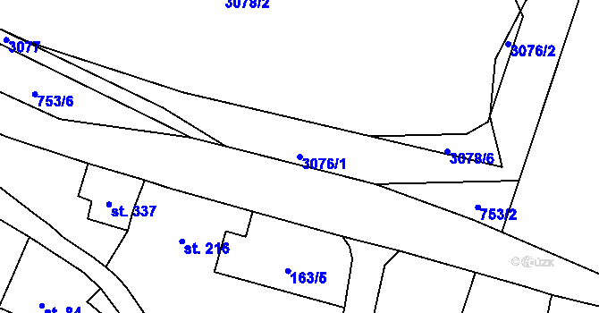 Parcela st. 3076/1 v KÚ Hejtmánkovice, Katastrální mapa
