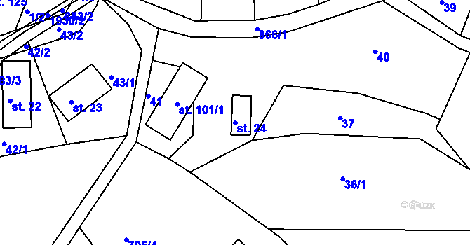 Parcela st. 24 v KÚ Helkovice, Katastrální mapa