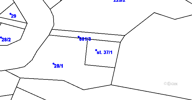 Parcela st. 37/1 v KÚ Helkovice, Katastrální mapa