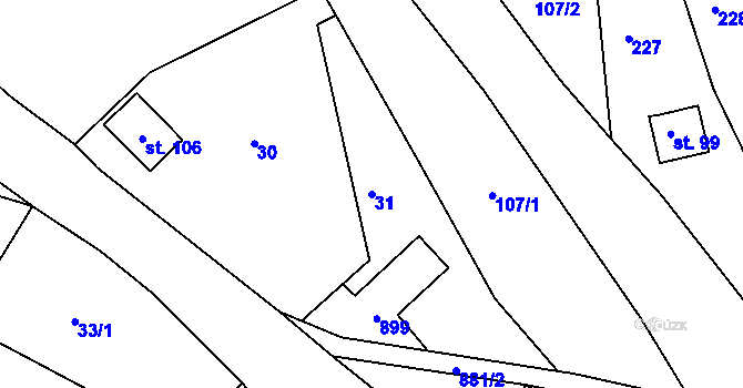 Parcela st. 31 v KÚ Helkovice, Katastrální mapa