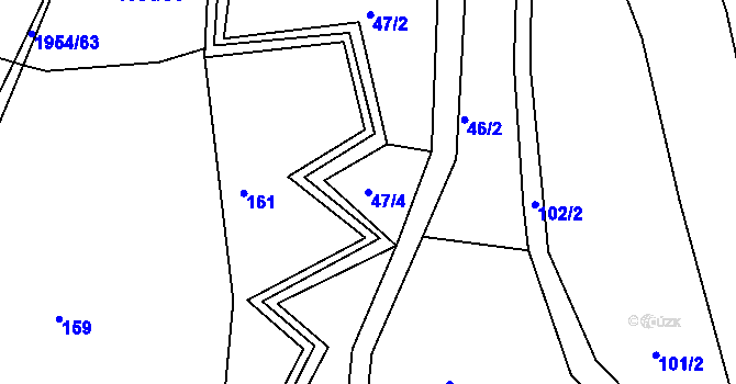 Parcela st. 47/4 v KÚ Helkovice, Katastrální mapa