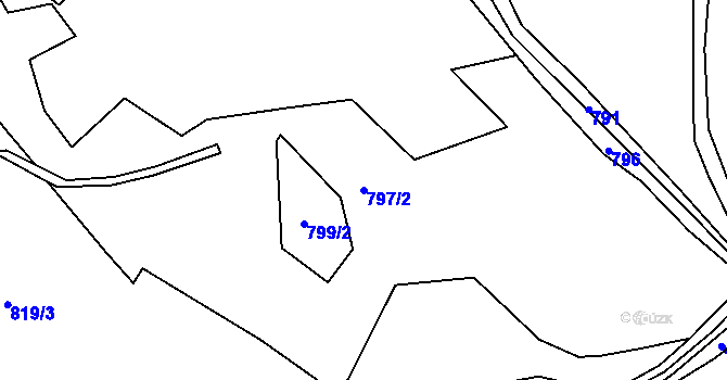 Parcela st. 797/2 v KÚ Helkovice, Katastrální mapa