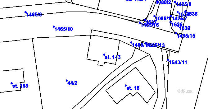 Parcela st. 143 v KÚ Helvíkovice, Katastrální mapa