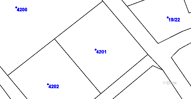 Parcela st. 4201 v KÚ Helvíkovice, Katastrální mapa