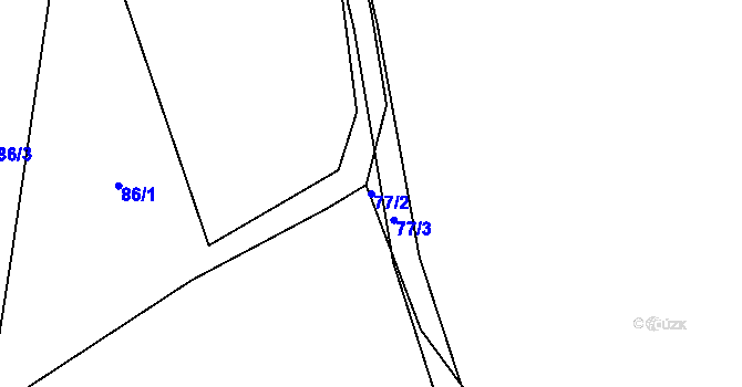 Parcela st. 77/2 v KÚ Helvíkovice, Katastrální mapa