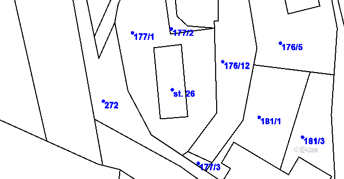 Parcela st. 26 v KÚ Hemže, Katastrální mapa