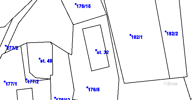 Parcela st. 32 v KÚ Hemže, Katastrální mapa