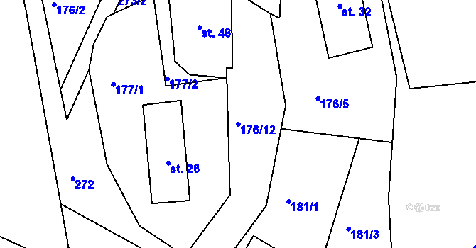 Parcela st. 176/12 v KÚ Hemže, Katastrální mapa