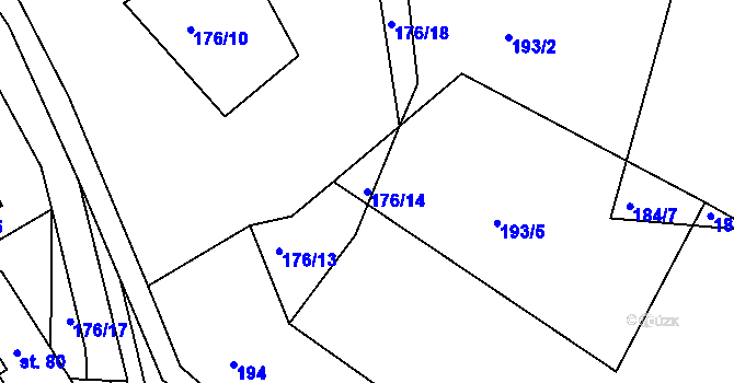 Parcela st. 176/14 v KÚ Hemže, Katastrální mapa