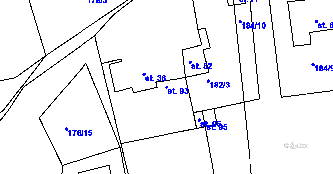 Parcela st. 93 v KÚ Hemže, Katastrální mapa