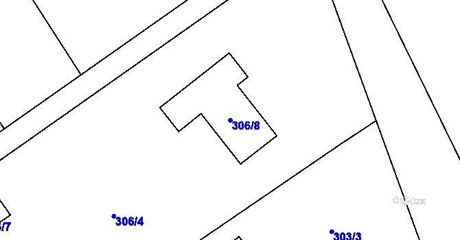 Parcela st. 306/8 v KÚ Henčlov, Katastrální mapa