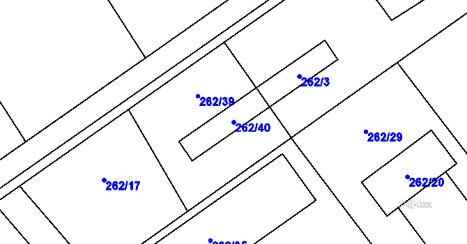 Parcela st. 262/40 v KÚ Henčlov, Katastrální mapa