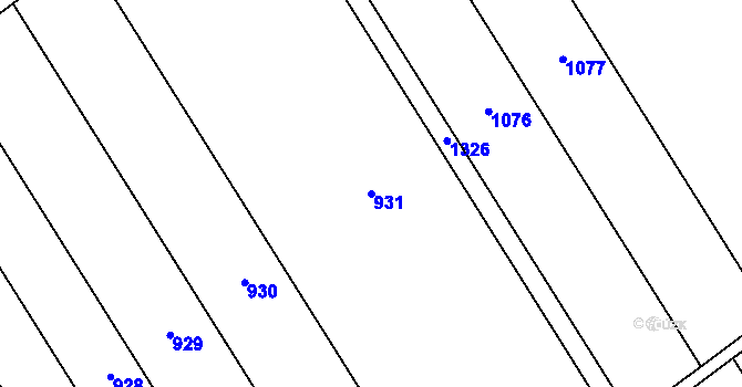 Parcela st. 931 v KÚ Henčlov, Katastrální mapa