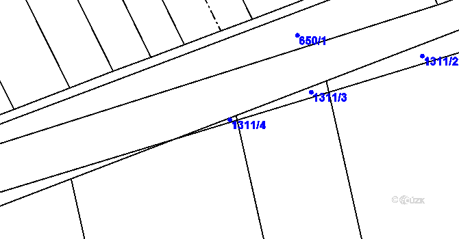 Parcela st. 1311/4 v KÚ Henčlov, Katastrální mapa