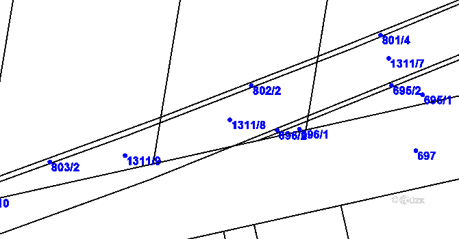 Parcela st. 1311/8 v KÚ Henčlov, Katastrální mapa