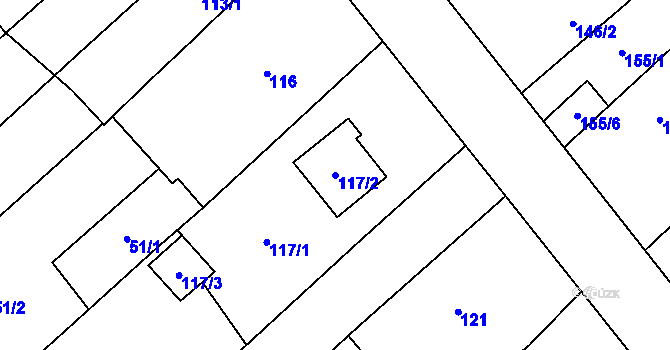 Parcela st. 117/2 v KÚ Henčlov, Katastrální mapa