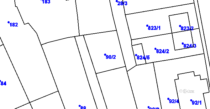 Parcela st. 90/2 v KÚ Henčlov, Katastrální mapa