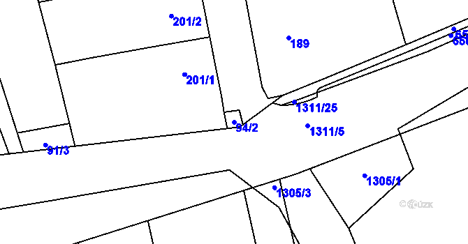 Parcela st. 94/2 v KÚ Henčlov, Katastrální mapa