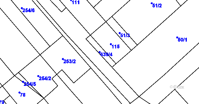 Parcela st. 639/4 v KÚ Henčlov, Katastrální mapa