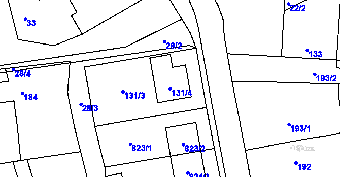 Parcela st. 131/4 v KÚ Henčlov, Katastrální mapa