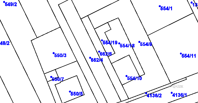 Parcela st. 662/6 v KÚ Henčlov, Katastrální mapa