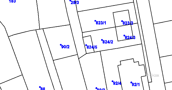 Parcela st. 824/5 v KÚ Henčlov, Katastrální mapa