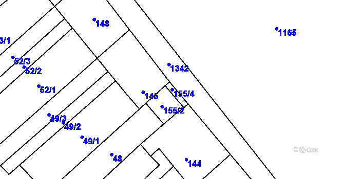 Parcela st. 155/4 v KÚ Henčlov, Katastrální mapa