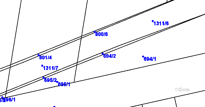 Parcela st. 694/2 v KÚ Henčlov, Katastrální mapa