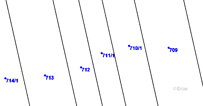 Parcela st. 711/1 v KÚ Henčlov, Katastrální mapa