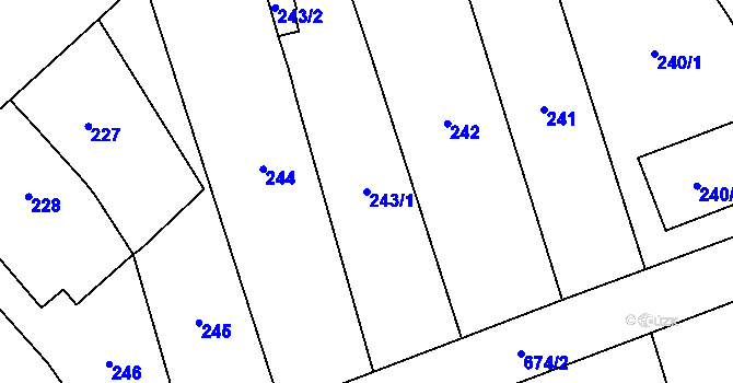 Parcela st. 243/1 v KÚ Henčlov, Katastrální mapa