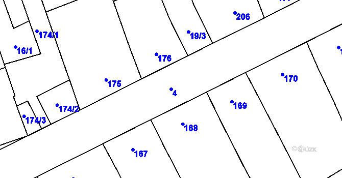 Parcela st. 4 v KÚ Henčlov, Katastrální mapa