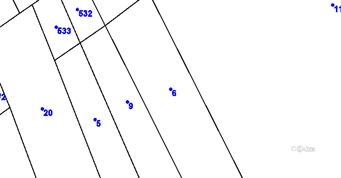 Parcela st. 6 v KÚ Henčlov, Katastrální mapa