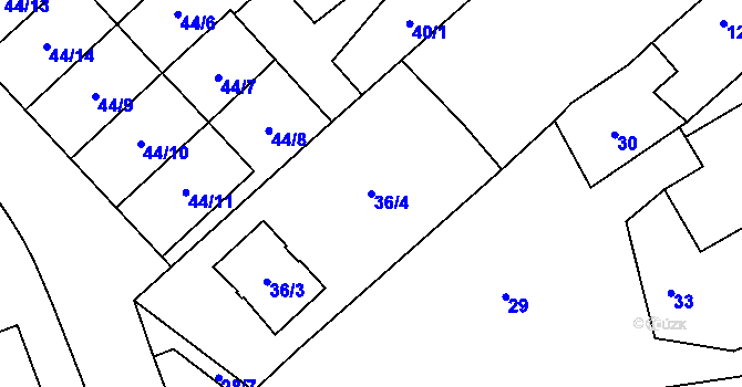 Parcela st. 36/4 v KÚ Henčlov, Katastrální mapa