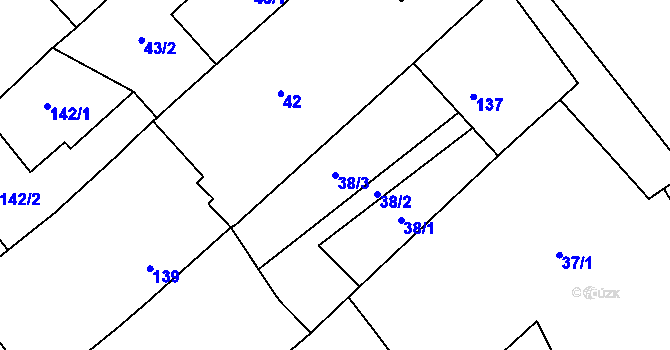 Parcela st. 38/3 v KÚ Henčlov, Katastrální mapa
