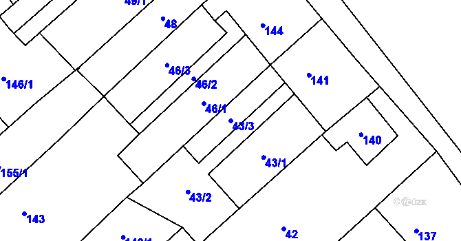 Parcela st. 43/3 v KÚ Henčlov, Katastrální mapa