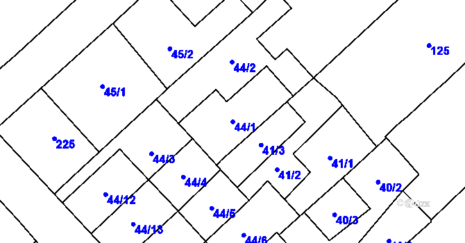 Parcela st. 44/1 v KÚ Henčlov, Katastrální mapa