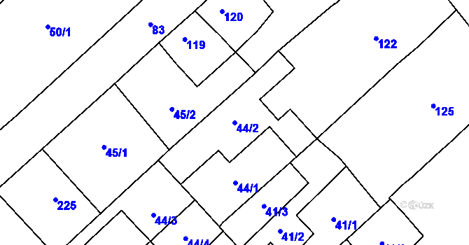 Parcela st. 44/2 v KÚ Henčlov, Katastrální mapa