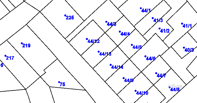 Parcela st. 44/13 v KÚ Henčlov, Katastrální mapa