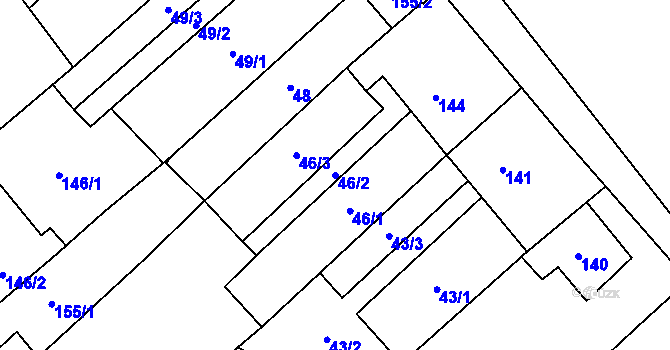 Parcela st. 46/2 v KÚ Henčlov, Katastrální mapa