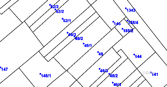 Parcela st. 49/1 v KÚ Henčlov, Katastrální mapa