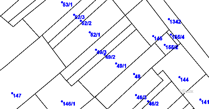 Parcela st. 49/2 v KÚ Henčlov, Katastrální mapa