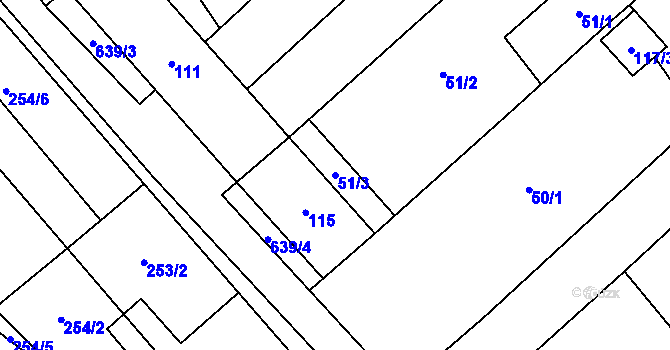 Parcela st. 51/3 v KÚ Henčlov, Katastrální mapa