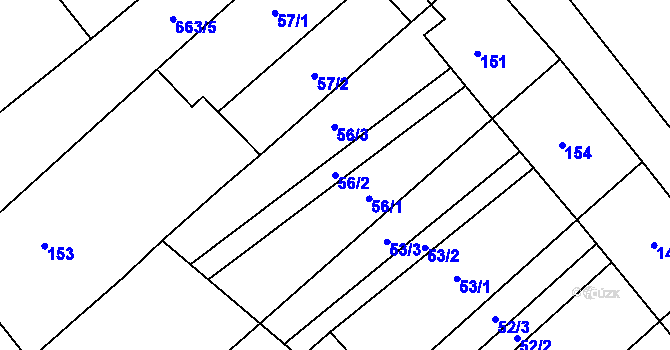 Parcela st. 56/2 v KÚ Henčlov, Katastrální mapa