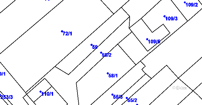 Parcela st. 58/2 v KÚ Henčlov, Katastrální mapa