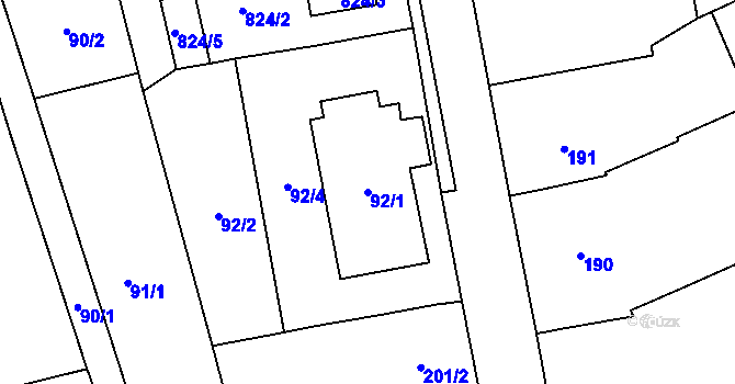 Parcela st. 92/1 v KÚ Henčlov, Katastrální mapa