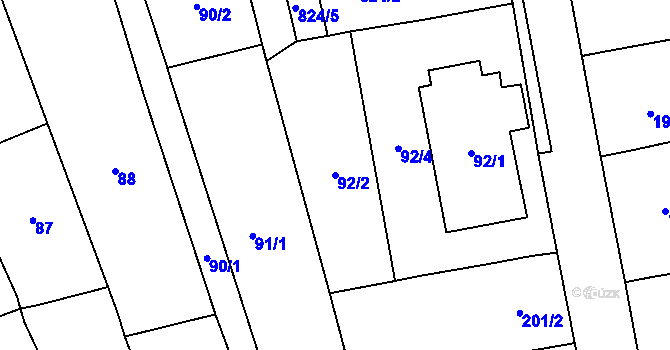 Parcela st. 92/2 v KÚ Henčlov, Katastrální mapa